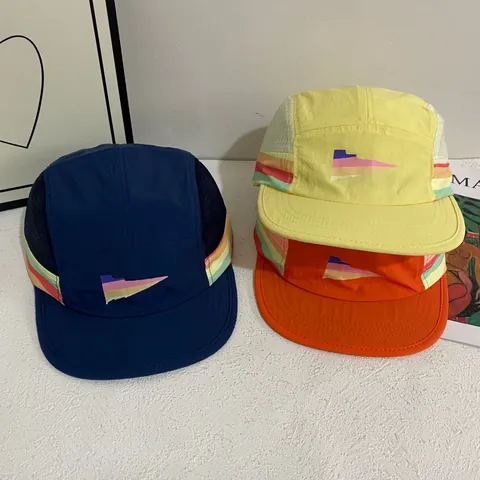 Vintage Farbblock Schnelltrocknend 5-Panel Baseballkappe Outdoor Sport Kurze Krempe Atmungsaktiv Sonnenschutz Verstellbare Mütze