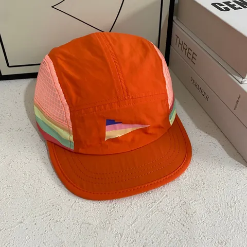 Vintage Farbblock Schnelltrocknend 5-Panel Baseballkappe Outdoor Sport Kurze Krempe Atmungsaktiv Sonnenschutz Verstellbare Mütze