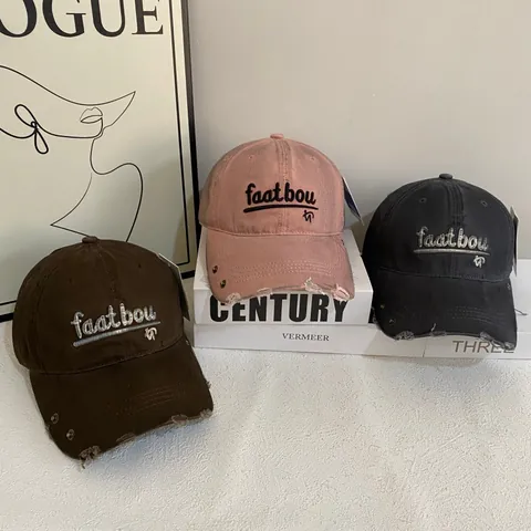 Vintage Washed Distressed Baseballkappe Herren Damen Zerrissene Buchstaben Stickerei Baumwolle Verstellbarer Sonnenhut