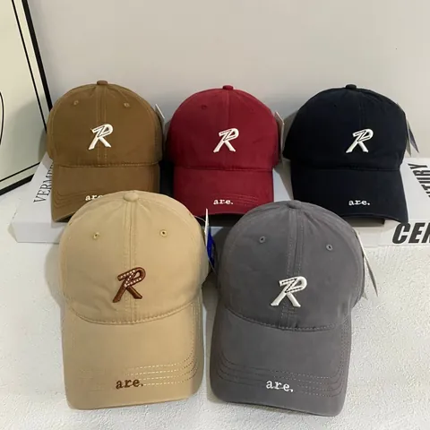 Unisex Retro Katoen Twill Baseballpet Met Letter R Borduurwerk Zonbescherming Verstelbaar Mode Eendenbek Hoed Voor Dagelijks Outdoor