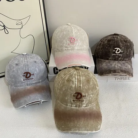 Vintage Washed Cotton Baseball Cap For Men Women American Style Letter Embroidery Distressed Ripped Outdoor Sunshade Hat
