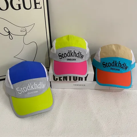 Gorra de Béisbol de Malla en Color de Contraste Transpirable de Secado Rápido Sombrero de Sol Outdoor Streetwear 5 Paneles para Hombre Mujer