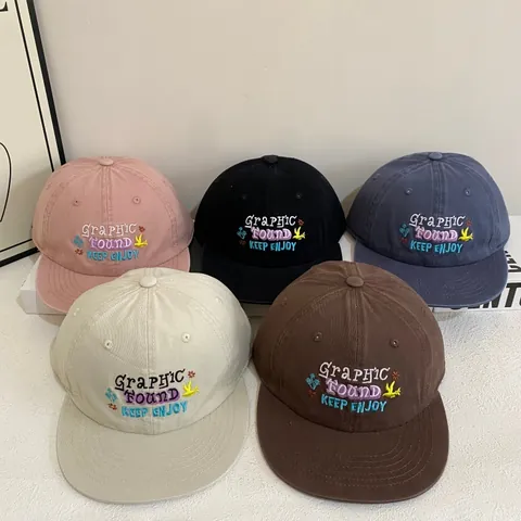 Casquette De Baseball En Coton Broderie Lettres Fleurs Oiseaux Graphic Found KEEP ENJOY Chapeau Snapback Ajustable Streetwear