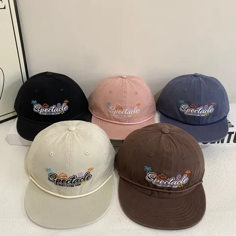 Cappellino da Baseball in Cotone con Ricamo Coreano Vintage per Uomo Donna Spiaggia Estiva Parasole Regolabile Cappello con Lettere