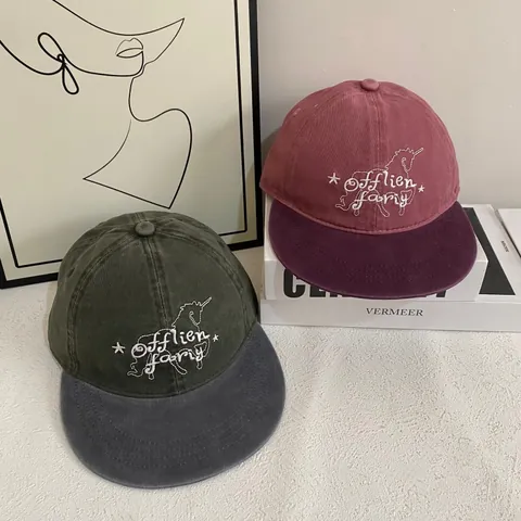 Gorra de Béisbol de Algodón en Bloques de Color Unisex Con Bordado de Unicornio Sombrero de Sol Casual Ajustable Para Viajes