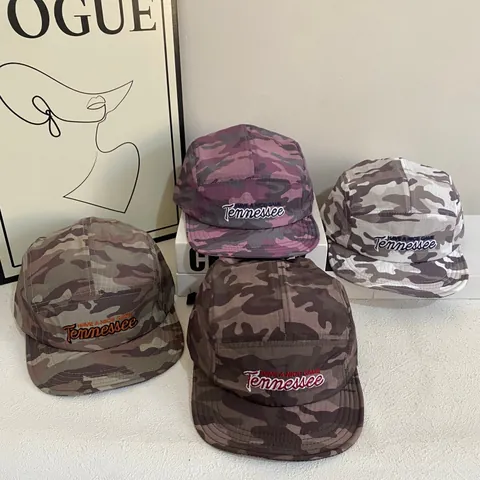 Gorra de Campamento de Cinco Paneles Camuflaje Techwear Tejido Ripstop Gorra de Béisbol Con Bordado de Letras para Hombres Mujeres