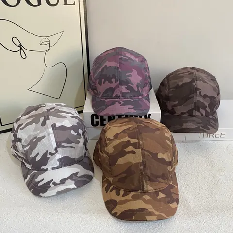 Vintage Camouflage 5 Panel Camp Cap Ripstop Fabric Short Brim Baseball Hat Outdoor Sunshade Workwear For Men Women