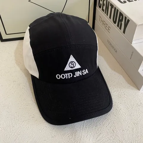 Gorra de Camping de Cinco Paneles Sombrilla Aire Libre Sombrero de Béisbol Bordado Lona de Algodón Patchwork Color de Contraste Ajustable para Hombres Mujeres