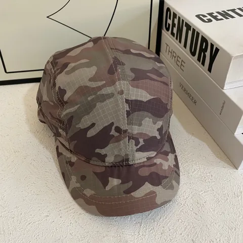 Vintage Camouflage 5 Panel Camp Cap Ripstop Fabric Short Brim Baseball Hat Outdoor Sunshade Workwear For Men Women