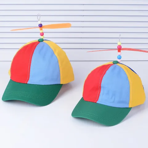 Patchwork Propeller Baseball Cap For Kids Adults Funny Helicopter Spiral Sun Hat Colorful Beads Cotton Canvas Novelty Gift