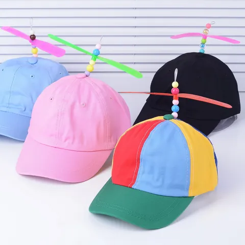 Patchwork Propeller Baseball Cap For Kids Adults Funny Helicopter Spiral Sun Hat Colorful Beads Cotton Canvas Novelty Gift
