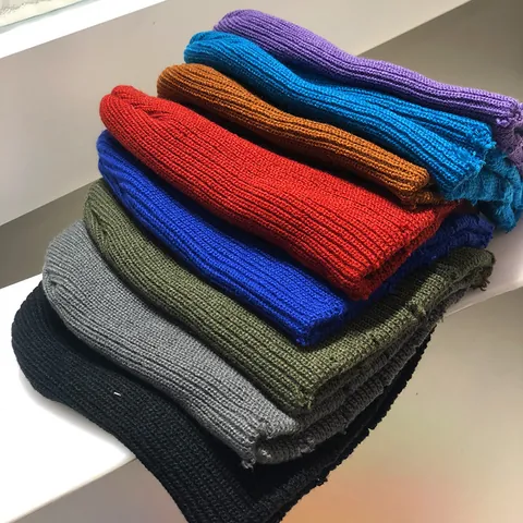 Gorro de Punto Desgastado para Mujer Gorra de Lana de Canalé Cálida para Invierno Streetwear Casual Color Sólido Gorro Holgado para Mujer