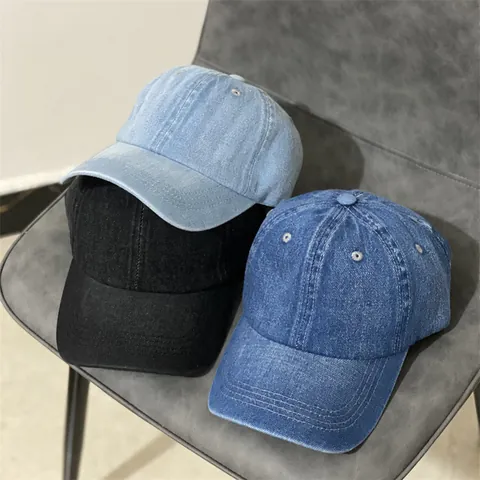 Casquette De Baseball En Denim Lavé Vintage Pour Hommes Femmes Boucle Métallique Réglable Protection Solaire Casquette Couleur Unie Chapeau De Sport De Plein Air
