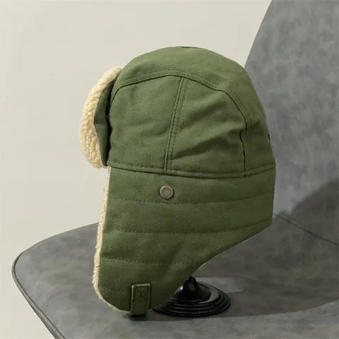 Winter Trapper Hat For Men Women Thick Warm Ear Flaps Aviator Bomber Hat Faux Lamb Wool Lining Windproof Snow Ski Cotton Hat
