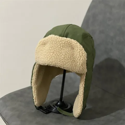 Winter Trapper Hat For Men Women Thick Warm Ear Flaps Aviator Bomber Hat Faux Lamb Wool Lining Windproof Snow Ski Cotton Hat