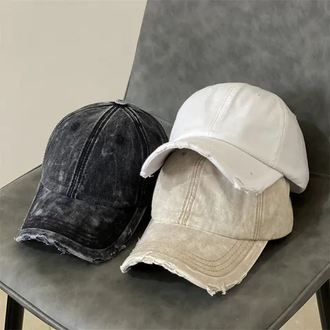 Vintage Distressed Washed Cotton Baseball Cap Retro Worn-Out Adjustable Denim Sun Hat For Women Men Outdoor Casual Daily