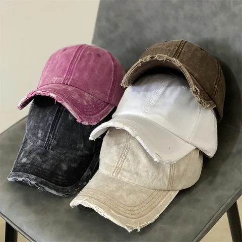 Vintage Distressed Washed Cotton Baseball Cap Retro Worn-Out Adjustable Denim Sun Hat For Women Men Outdoor Casual Daily