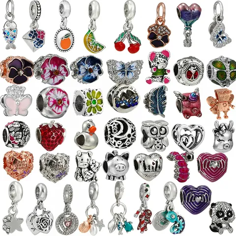 Alloy Flower Butterfly Enamel Charms For Bracelet Jewelry Making Animal Fruit Heart Pendants DIY Accessories For Women Jewelry