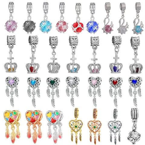 Legierung Zirkonia Herz Traumfänger Krone Schwan Charms Für DIY Armband Halskette Herstellung Damen Mode Schmuck Zubehör Perlen