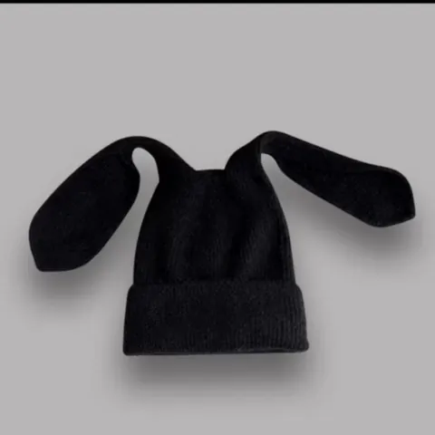 Women Cute Long Rabbit Ears Knitted Beanie Hat Soft Warm Winter Woolen Cap Japanese Ins Fashion Solid Color Cold Weather Outdoor Hat