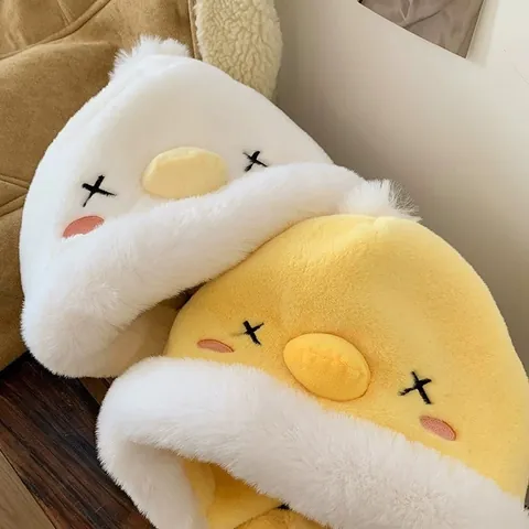 Lindo Gorro De Peluche De Pato De Dibujos Animados Con Protección Para Los Oídos Gorro De Invierno Cálido De Piel Sintética Para Mujeres