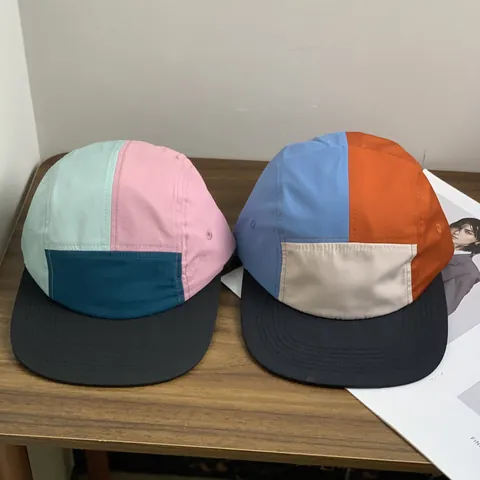 American Retro Patchwork 5 Panel Camp Cap Quick Dry Waterproof Soft Top Outdoor Sports Sun Hat For Men Women Flat Brim Hat
