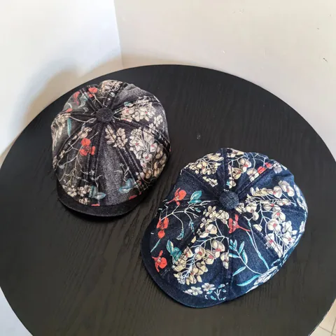 Gorra Newsboy de Mezclilla con Estampado Floral para Mujer Sombrero Octagonal Retro Americano de Algodón Lavado Gorra Casual de Sol