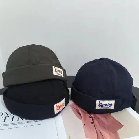 Unisex Retro Brimless Docker Hat Cotton Camping Patch Adjustable Miki Hat Casual Fisherman Sailor Cap For Men Women