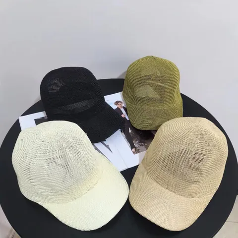 Women Men Breathable Woven Paper Straw Baseball Cap Summer Sun Protection Solid Color Mesh Hollow Out Casual Sun Hat