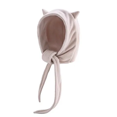 Winter Warm Polar Fleece Cat Ear Beanie Hat With Straps For Women Korean Style Little Devil Horn Ear Protection Trapper Hat