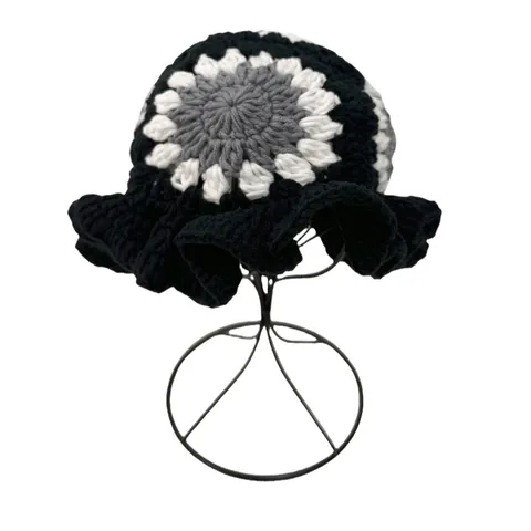 Cappello a Secchiello Floreale Fatto a Mano All'uncinetto Con Bordo Ondulato Per Donna Cappello Da Sole In Maglia Boho Beanie Invernale