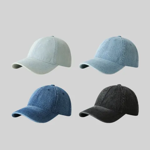 Berretto da Baseball in Denim Lavato Vintage per Uomo Donna Regolabile Stile Coreano Protezione Solare Casual Tesa Curva Cappello