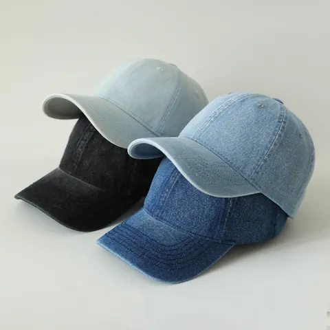 Berretto da Baseball in Denim Lavato Vintage per Uomo Donna Regolabile Stile Coreano Protezione Solare Casual Tesa Curva Cappello