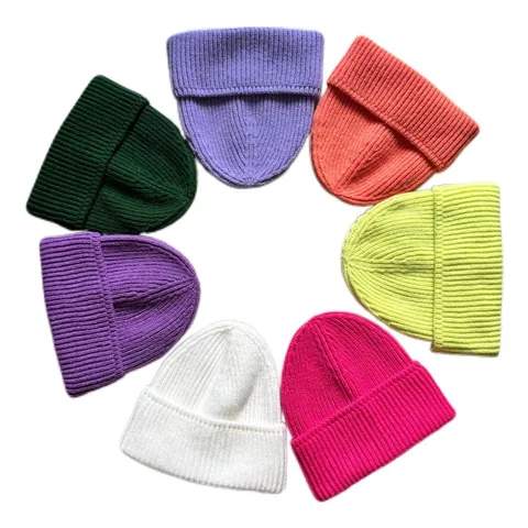 Gorro de Punto de Invierno para Hombre Mujer Color Sólido Punto de Canalé con Dobladillo Cálido Elástico Suave Diario Moda al Aire Libre