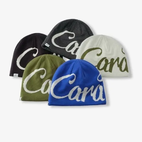 Unisex Hip Hop Streetwear Knitted Beanie Hat Winter Warm Jacquard Letter Pattern Skateboard Skull Cap For Men Women