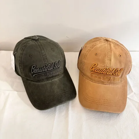 Gorra De Béisbol De Algodón Lavado Con Bordado Beautiful Self Sombrero De Sol Retro Casual Ajustable Unisex
