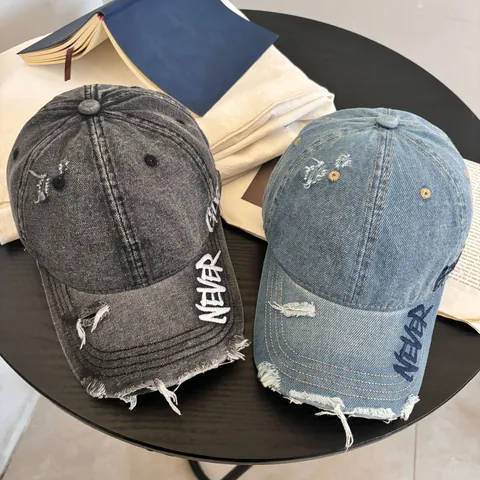 Gorra de Béisbol Desgastada Rota Para Hombre Mujer Vintage Lavado Bordado Letras Never Give Up Moda Sombrero de Sol Aire Libre