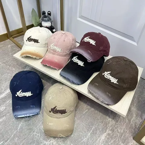 Berretto da Baseball Vintage Usurato per Donna Ricamo Lettere Always Lavato Retrò Snapback Cappello Parasole Streetwear Regolabile