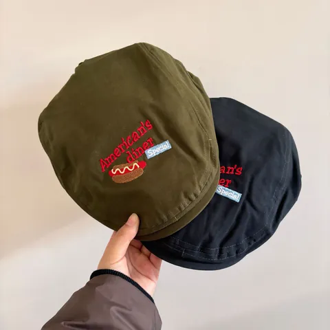 Coppola con Ricamo di Lettere Vintage Americano per Uomo Donna Berretto Retro Artistico con Ricamo Hotdog Diner Parasole