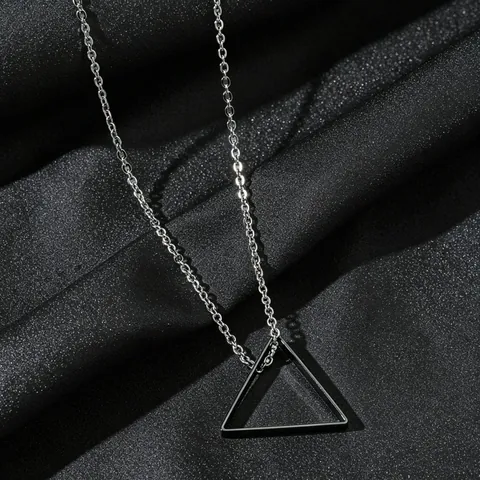 Collana con Ciondolo a Triangolo Geometrico Minimalista per Uomo Donna Unisex Lega Triangolo Cavo Catena Lunga Gioielli Hip Hop