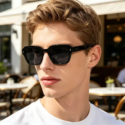 Men Polarized Sunglasses Square PC Frame UV400 Protection Outdoor Fashion Retro Eyewear