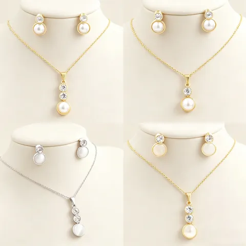 Ensemble De Bijoux En Acier Inoxydable Collier Pendentif Boucles Oreilles Pierre Oeil De Chat Et Zircone Pour Femme