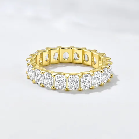 925 Sterling Silver Square Rhinestone Eternity Ring High Quality Gold Silver Plated Geometric Jewelry For Women Party Gift