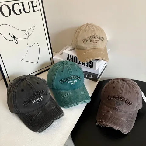 Vintage Verweerde Gewassen Katoenen Honkbalpet Geborduurde Letter Retro Verstelbare Streetwear Pet Unisex
