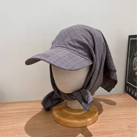 Dames Zomer Zonbescherming Hoofddoek Hoed Ruitjespatroon Brede Rand Eendentong Hoed Freedom Borduurwerk Bindband Zonneklep