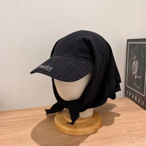 Dames Zomer Zonbescherming Hoofddoek Hoed Ruitjespatroon Brede Rand Eendentong Hoed Freedom Borduurwerk Bindband Zonneklep