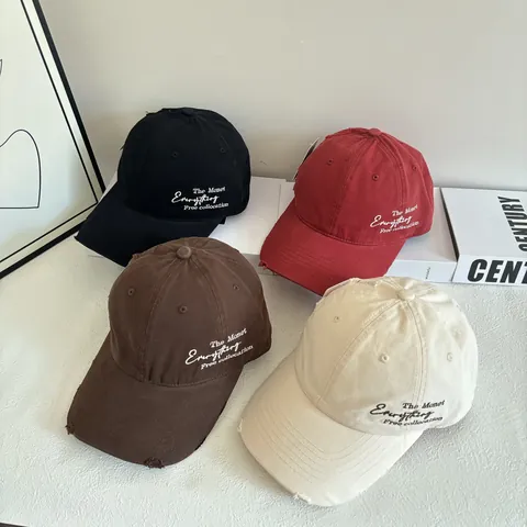 Berretto da Baseball Vintage Distressed Uomo Donna Ricamo Lettere Misto Cotone Protezione Solare Parasole All'aperto Cappello Casual Regolabile