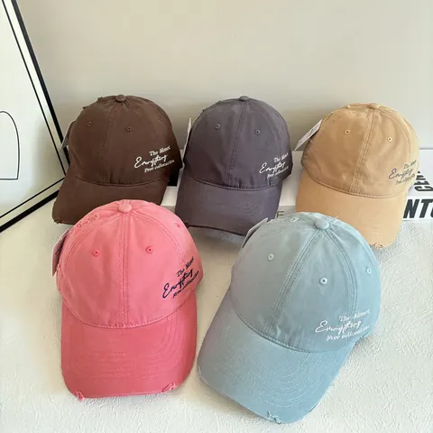 Berretto da Baseball Vintage Distressed Uomo Donna Ricamo Lettere Misto Cotone Protezione Solare Parasole All'aperto Cappello Casual Regolabile