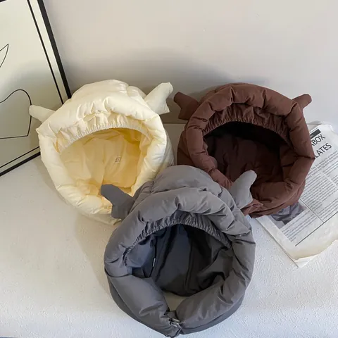 Écharpe à Capuche Matelassée Chaude d'Hiver pour Femmes Avec Cornes de Diable Coupe-vent Protection des Oreilles Chapeau Lei Feng