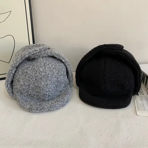 Sherpa Fleece Trapper Hat Winter Warm Ear Protection Aviator Hat Windproof Riding Ski Cap For Men Women Solid Color